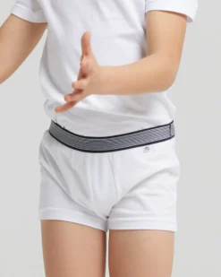 Boxer bimbo in cotone organico con elastico a righe