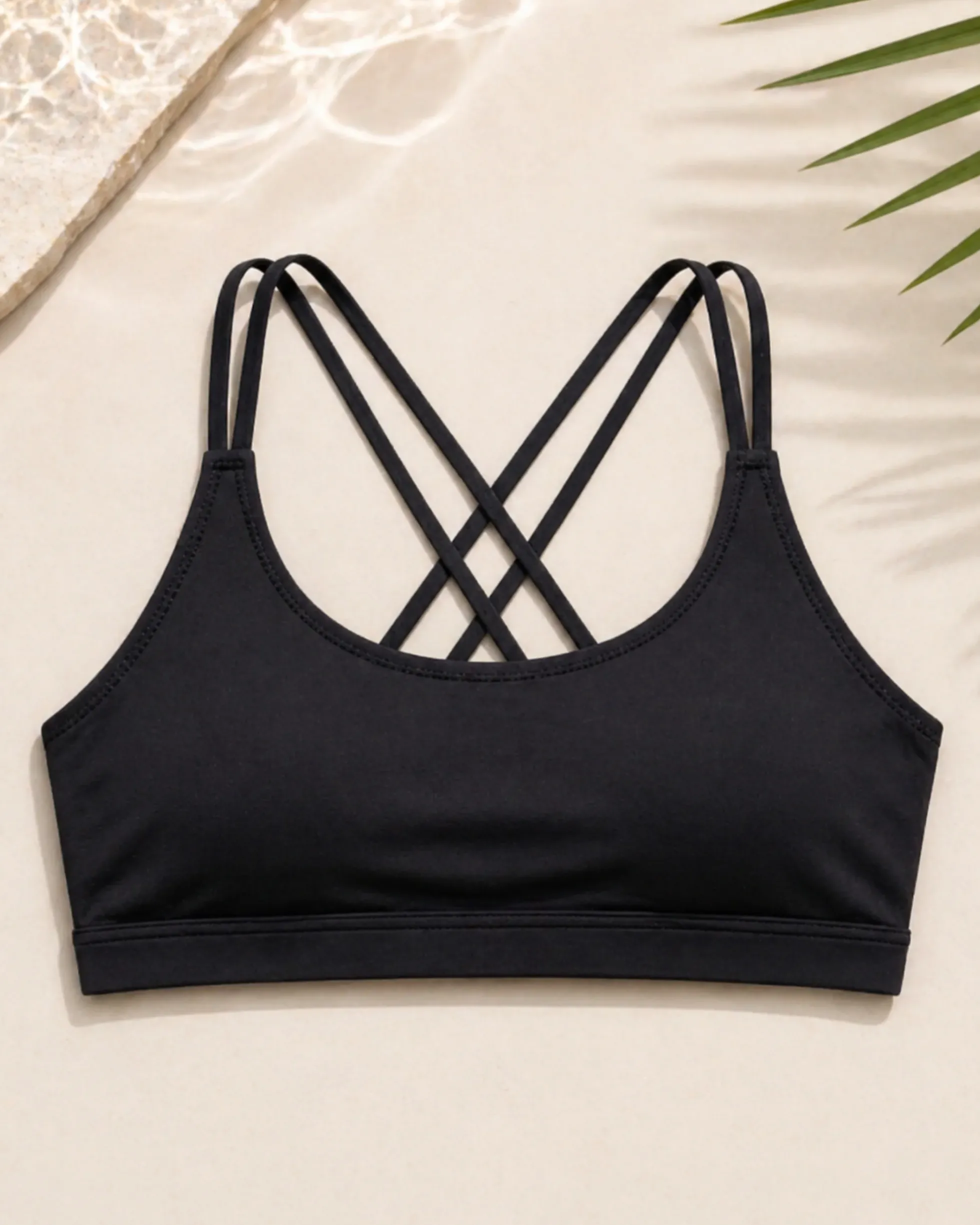 Brassiere tinta unita con dorso incrociato