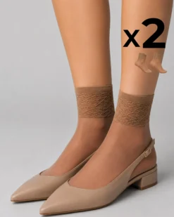 CALZA CORTA LADY VELATA CON BORDO IN PIZZO x2