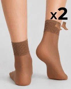 CALZA CORTA LADY VELATA CON BORDO IN PIZZO x2