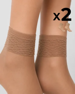 CALZA CORTA LADY VELATA CON BORDO IN PIZZO x2