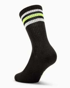 Calza tennis Crew cotone con righe fluo