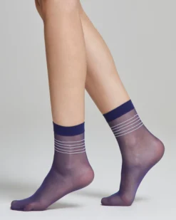 Calzino velato Glicine con righe a contrasto