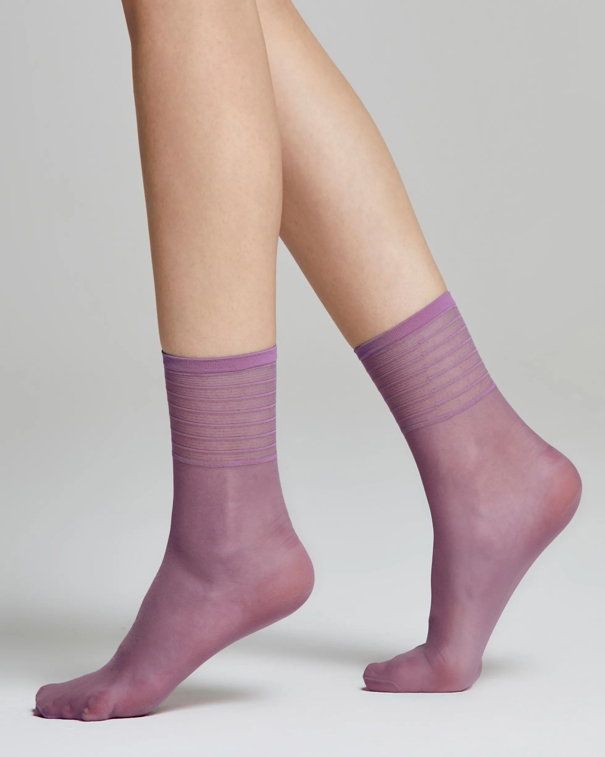 Calzino velato Iris con righe in trasparenza