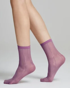 Calzino velato Peonia con righe verticali