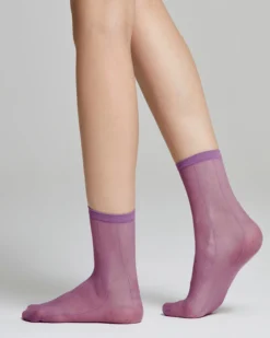 Calzino velato Peonia con righe verticali