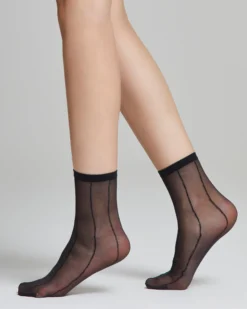 Calzino velato Peonia con righe verticali