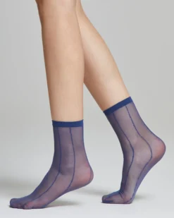 Calzino velato Peonia con righe verticali