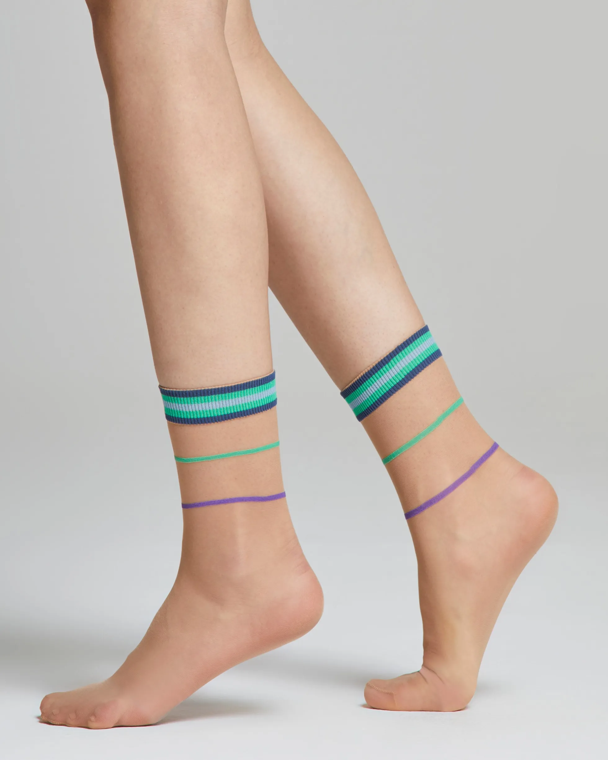 Calzino velato Tulipano con righe e polsino colorati