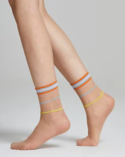 Calzino velato Tulipano con righe e polsino colorati