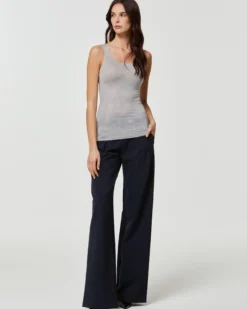 CANOTTA SCOLLO TONDO IN MODAL CASHMERE
