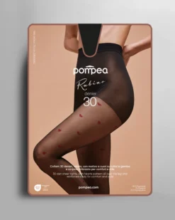 Collant Rubino 40 denari con motivo cuori a contrasto