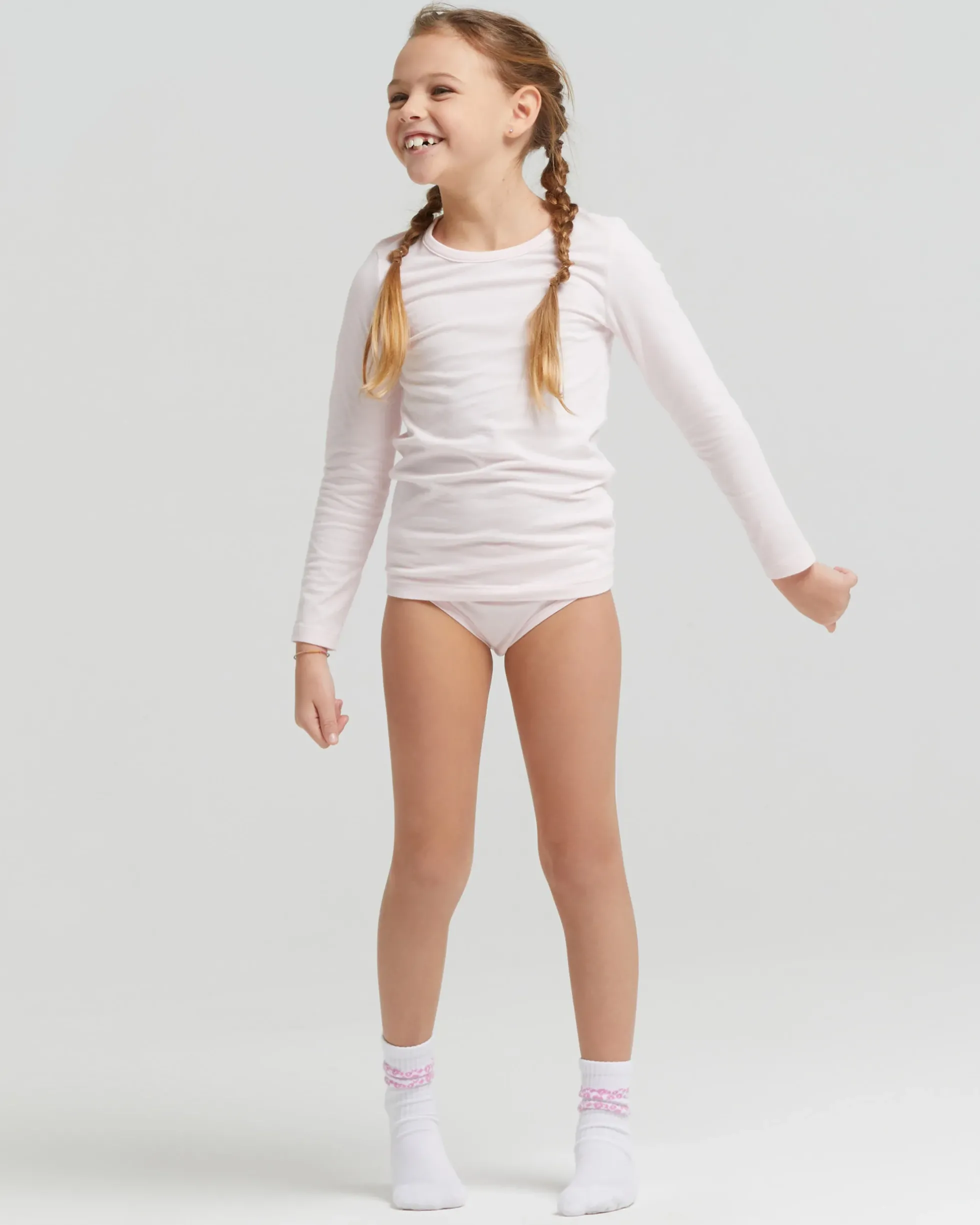 Maglia girocollo a maniche lunghe bimba in caldo cotone organico