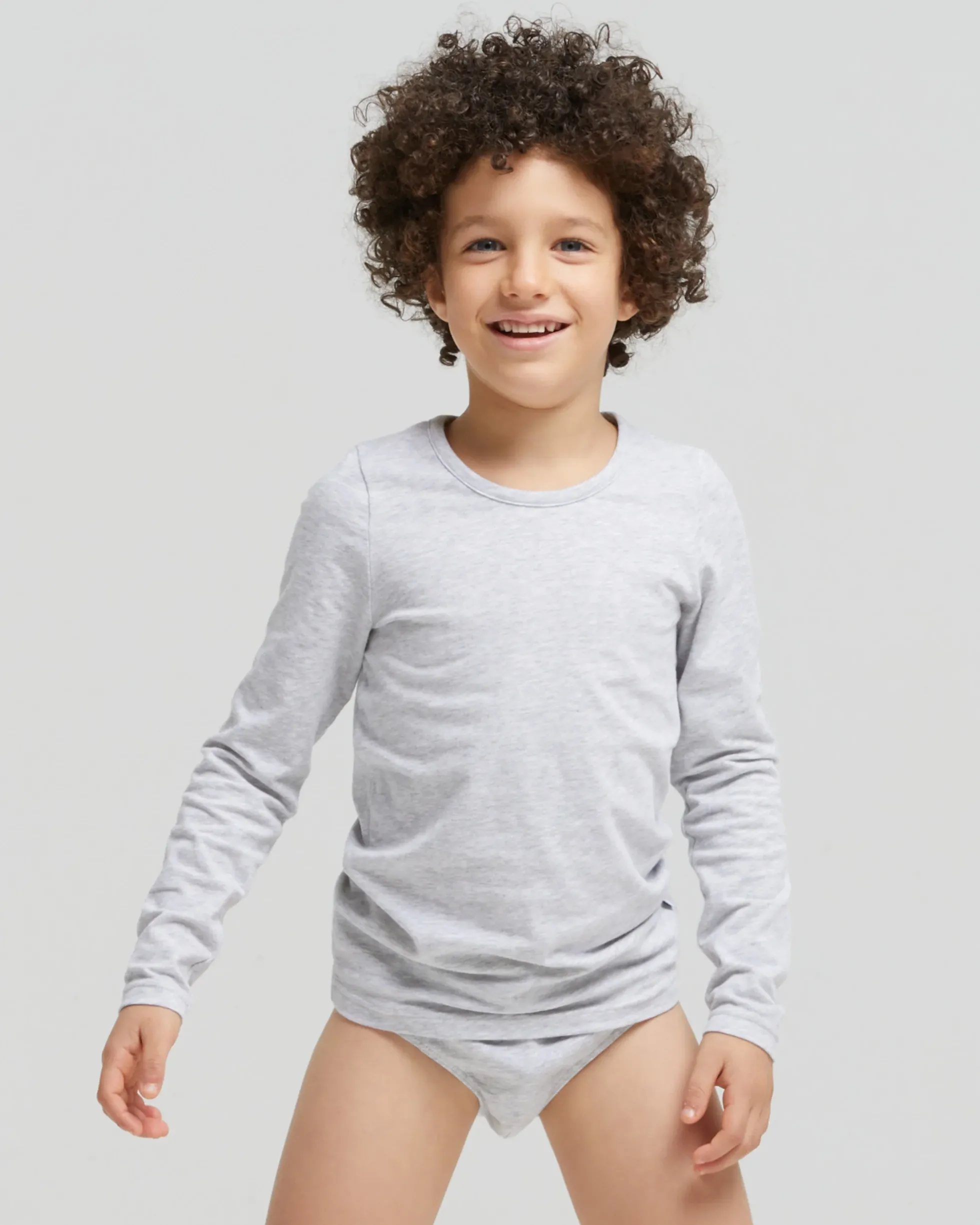 Maglia girocollo a maniche lunghe bimbo in caldo cotone organico