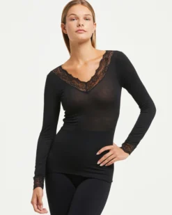 Maglia pizzo in modal cashmere