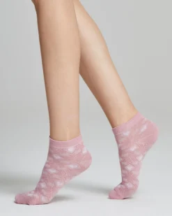 Minicalza Naomi cotone con rombi e cuori a contrasto
