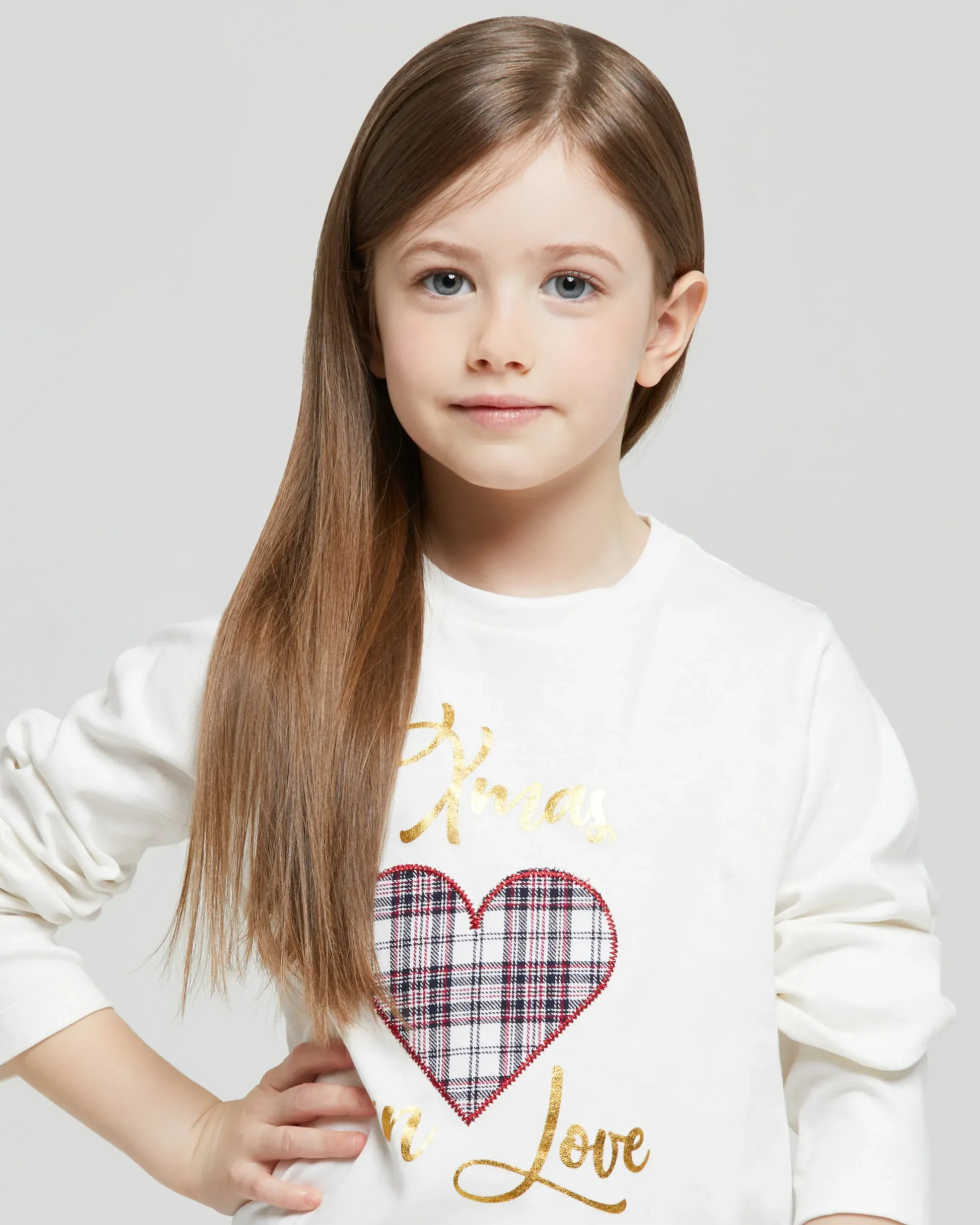 Pigiama lungo cotone interlock e flanella Love Xmas girl