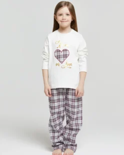 Pigiama lungo cotone interlock e flanella Love Xmas girl