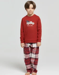 Pigiama lungo cotone interlock e flanella Bob