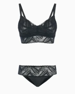 Set Completo coordinato Intimo Pizzo (Nero)