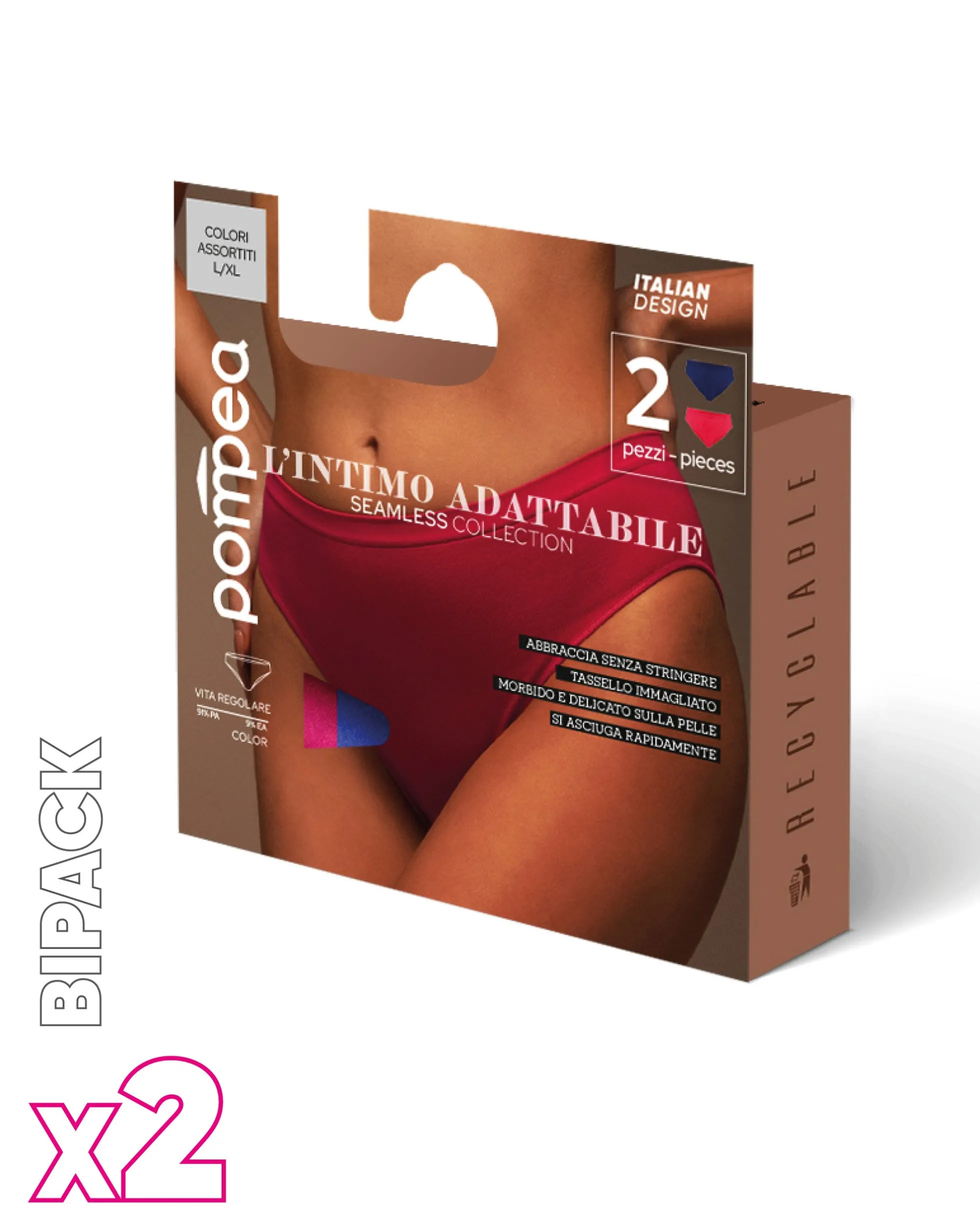 Slip seamless donna con tassello immagliato X2