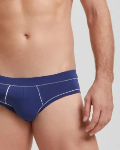 Slip uomo cotone tinta unita con dettagli a contrasto