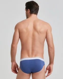 Slip uomo cotone tinta unita con elastico rigato