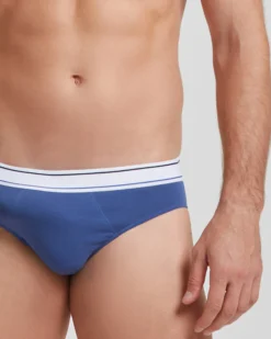 Slip uomo cotone tinta unita con elastico rigato
