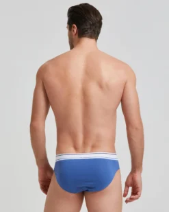 Slip uomo cotone tinta unita con elastico rigato